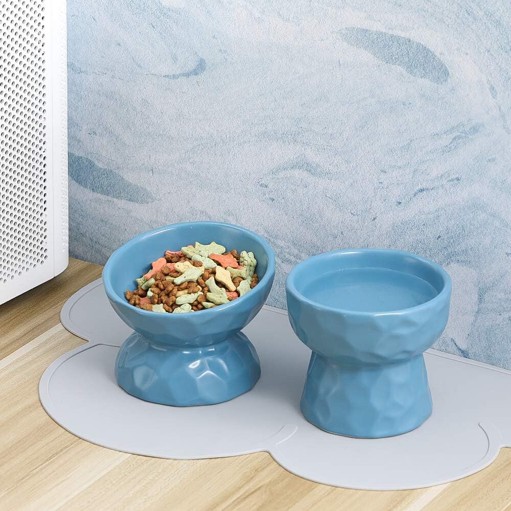 Juego de Cuencos Elevados de Cer&aacute;mica con Base Antideslizante &ndash; Para Gatos y Perros Peque&ntilde;os (Azul), , large Imagen numero 4