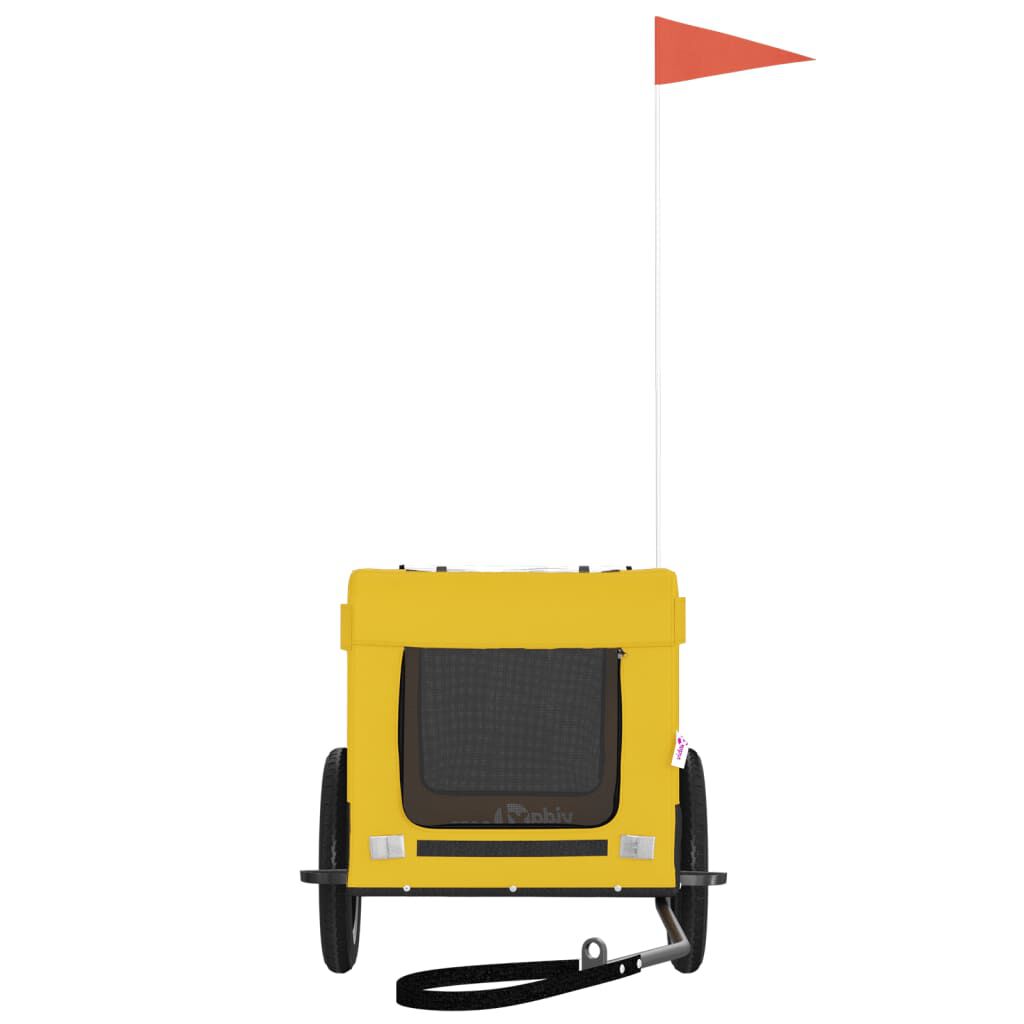 vidaXL Remolque bicicleta de perros hierro tela Oxford amarillo negro, , large Imagen numero 5