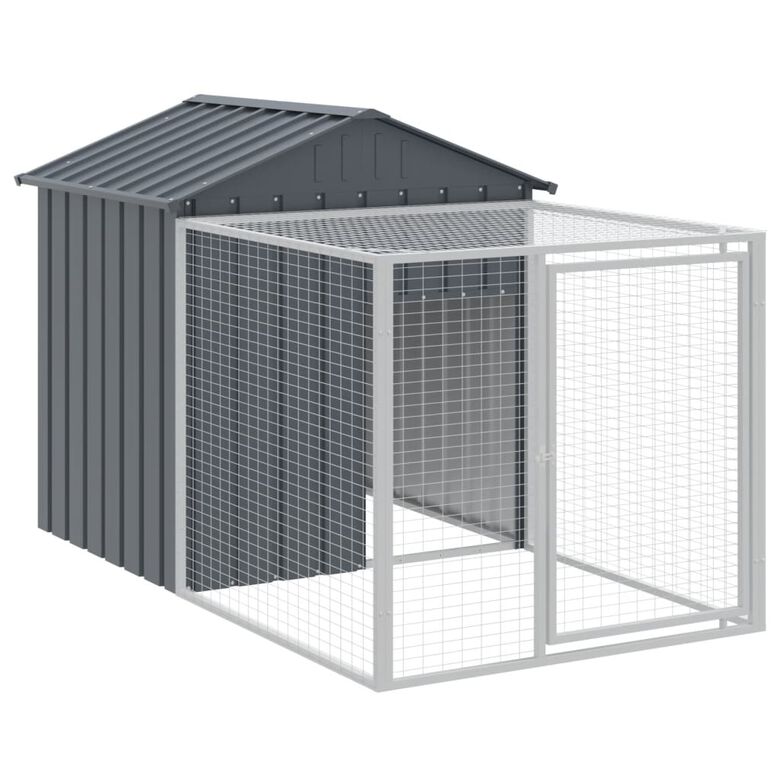 vidaXL Gallinero con corral acero galvanizado gris para roedores thumbnail