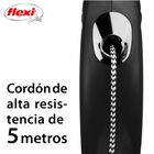 Flexi New Classic Correa de Cordón Extensible Negra para perros, , large image number null