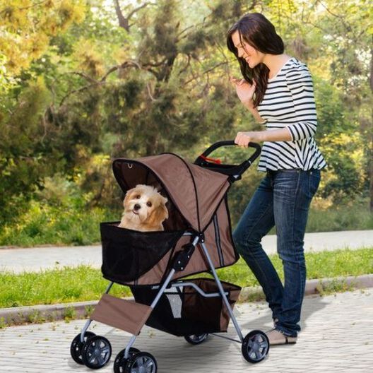 Cochecito plegable PawHut para mascotas color Café, , large image number null