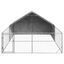 vidaXL Caseta perros exterior con corral 4x3x1,9 m acero galvanizado, , large indicador imagen numero 43