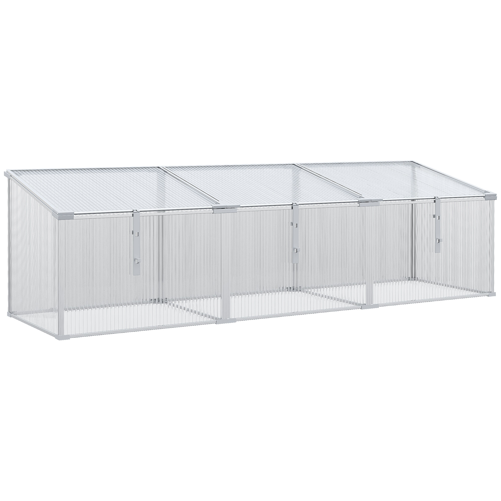 Outsunny Invernadero de Jard&iacute;n de Policarbonato y Aluminio 180x51x51 cm Vivero Casero con 3 Techos Ajustables Protecci&oacute;n UV30+ para Huerto Terraza Patio Transparente, , large Imagen numero 1