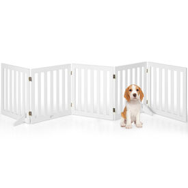 Costway Cerca Madera Plegable Paneles Blanco para perros