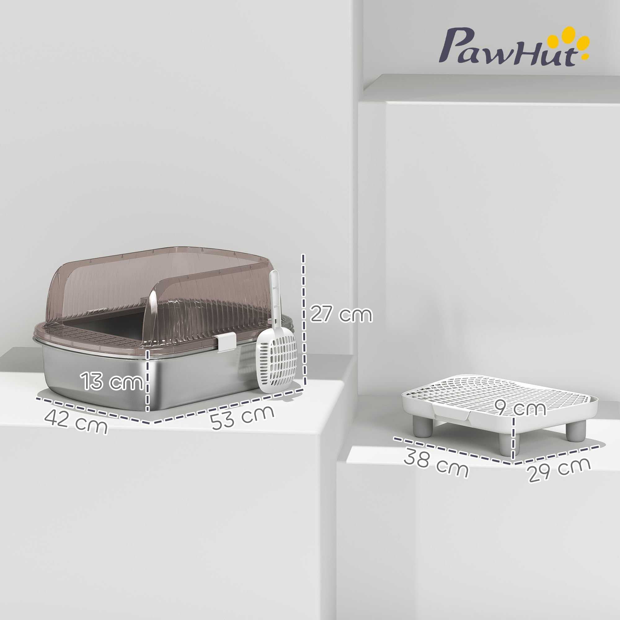 PawHut Arenero Portatil Gris para gatos thumbnail