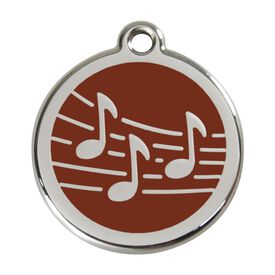 Red Dingo Placa identificativa Acero Inoxidable Esmalte Música Marron para perros