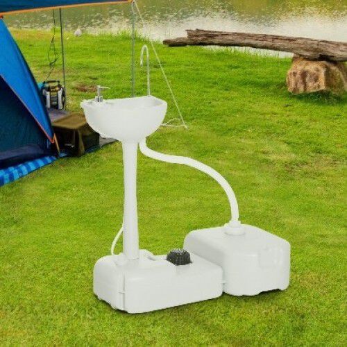 Fregadero portátil Outsunny para picnic color Blanco thumbnail