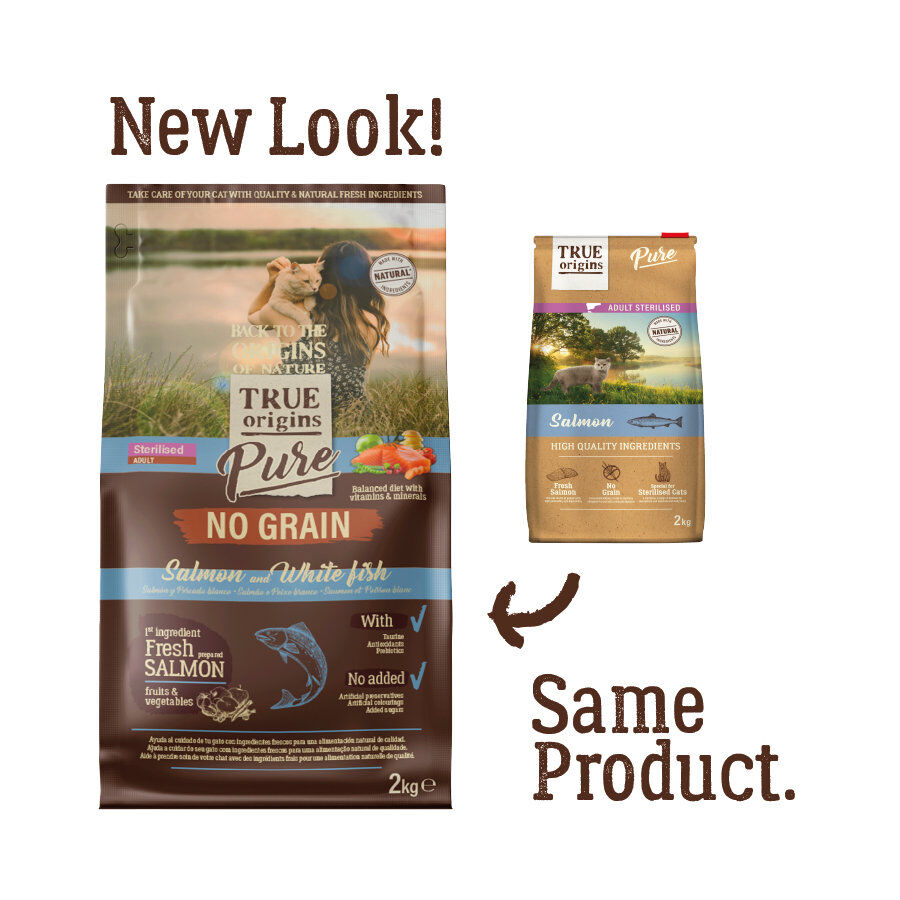 True Origins Pure Adult Sterilised Salmón No Grain pienso para gatos thumbnail