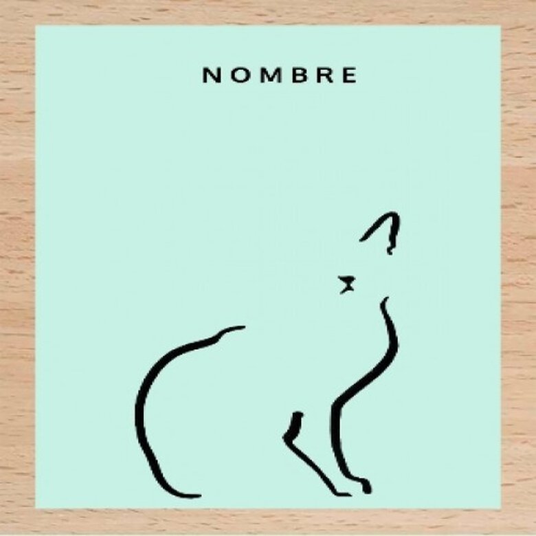Ilustración silueta de gato con marco de madera color Mint, , large image number null