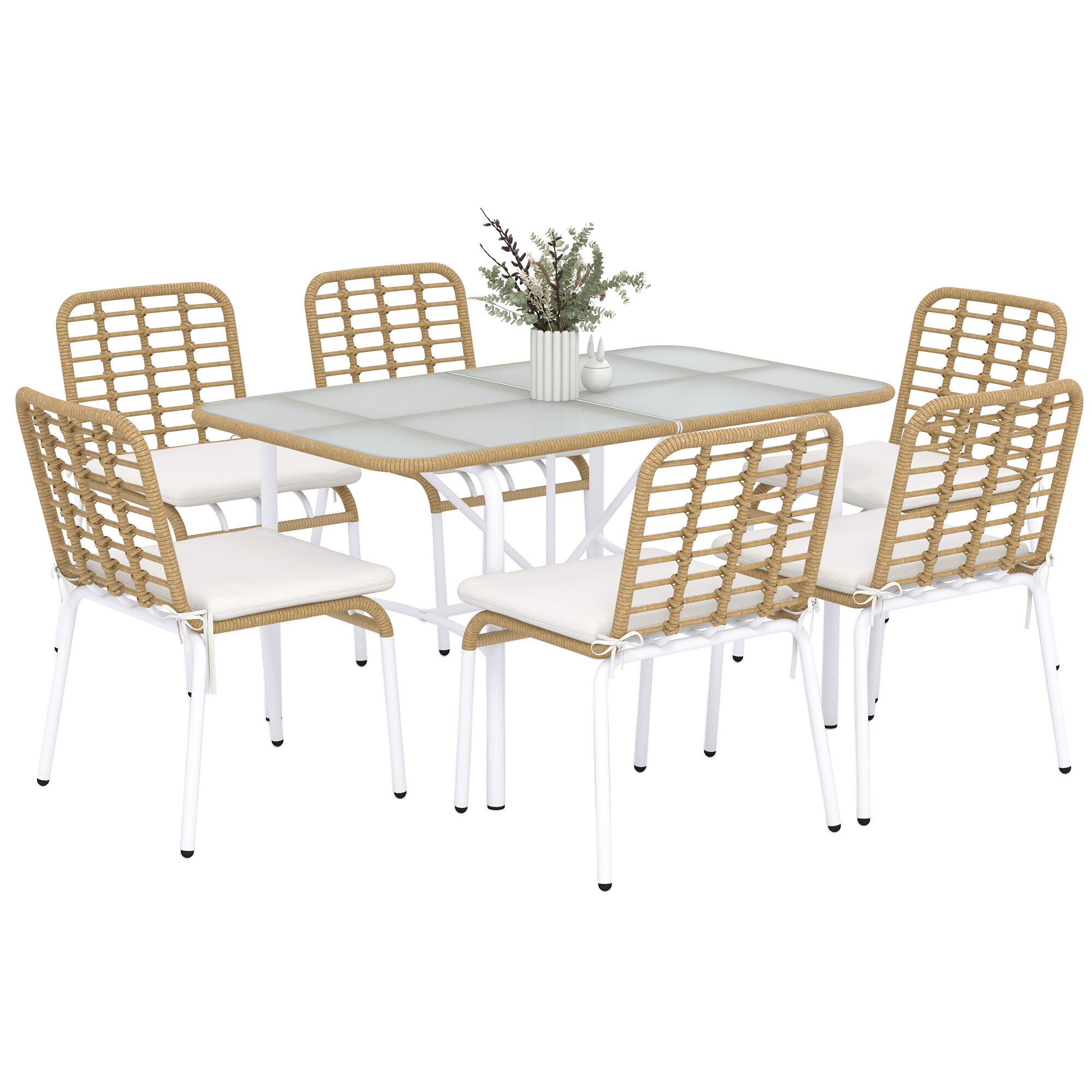 Outsunny Conjunto De Jardín De Ratán Sintético Juego De Muebles De Jardín Para Exterior