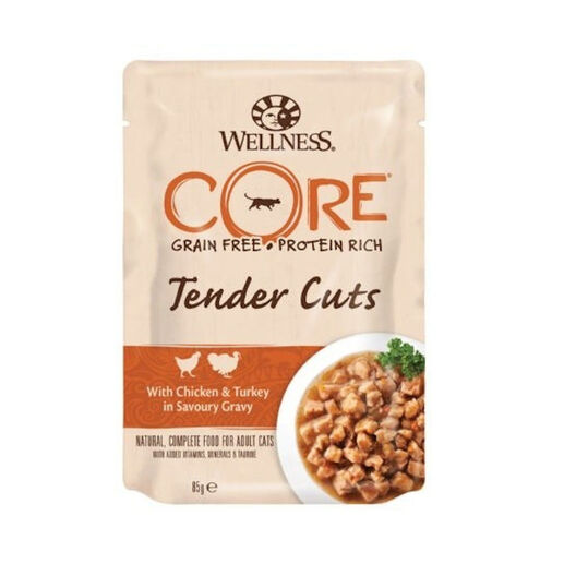 Wellness Core Tender Cuts pollo y pavo sobre en salsa para gatos, , large image number null