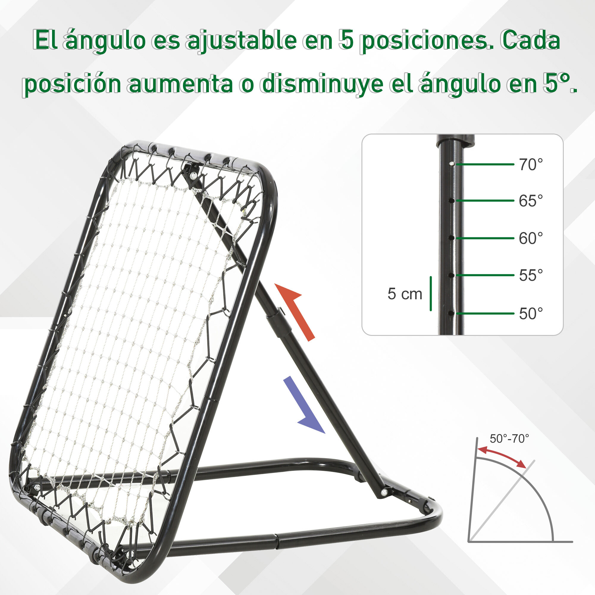 HOMCOM Red de Rebote negra Plegable y Ajustable en &Aacute;ngulo de 5 Niveles para Entrenamiento, , large Imagen numero 4