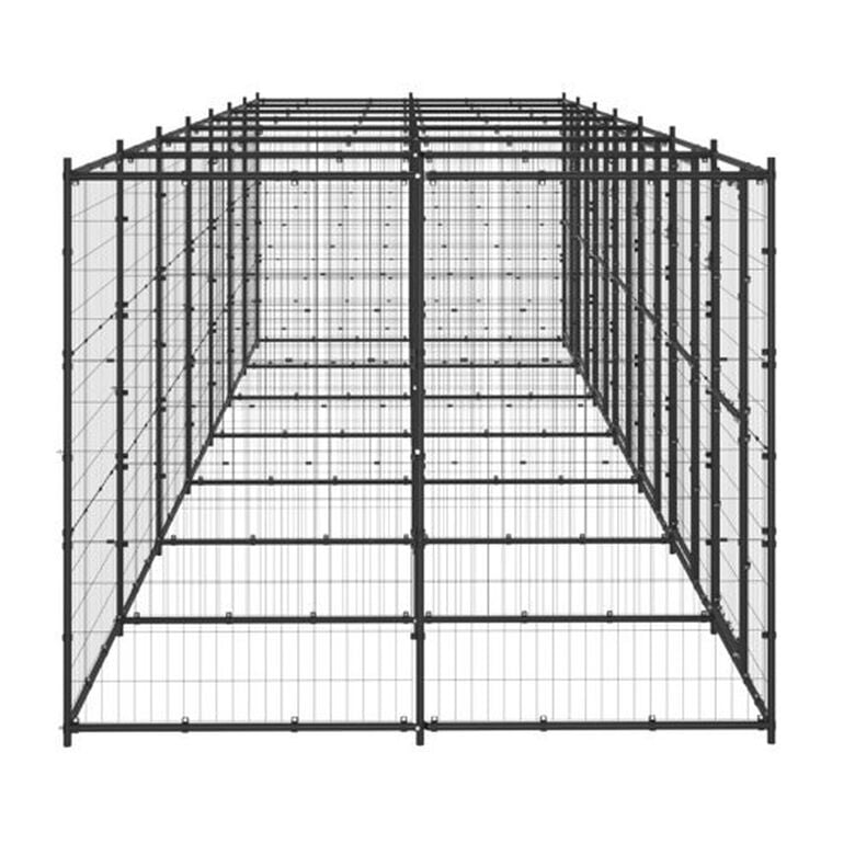 VidaXL Perrera de Acero 16,94 m² Negra thumbnail