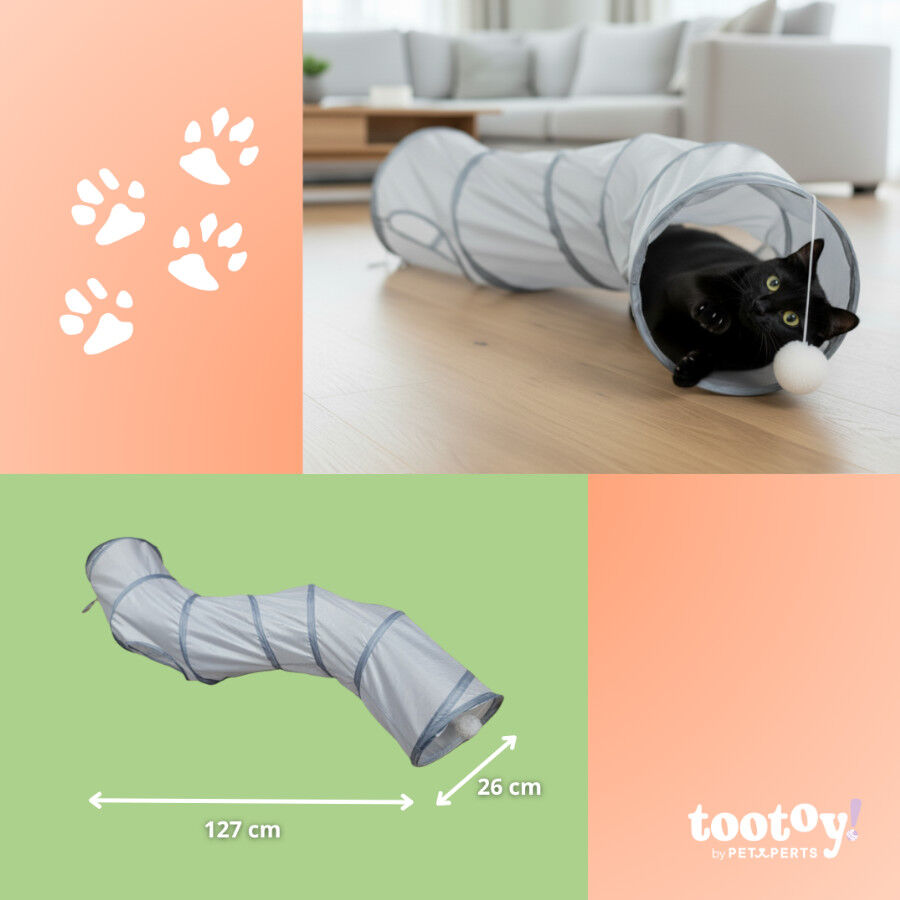Tootoy! Tunel de Tela con Juguete para gatos, , large Imagen numero 4
