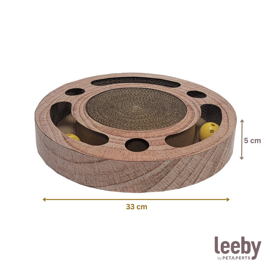 Leeby Pelusa rascador de cart&oacute;n con bola y estampado madera para gatos, , large Imagen numero 5