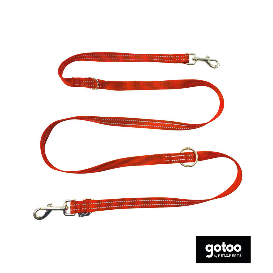 Gotoo Correa multiposición de nylon roja para perros thumbnail