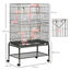 PawHut Jaula para Pájaros con Ruedas 79x49x133 cm Pajarera Metálico Jaula Grande con Soporte con 4 Comederos 3 Perchas Juguetes Bandeja Extraíble Estante para Canarios Periquitos Negro, , large indicador imagen numero 2