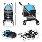 PawHut 3 en 1 Cochecito para Mascotas Carrito para Perros y Gatos Desmontable Bolsa de Transporte Plegable con Cesta de Almacenaje y Frenos Tela Oxford 600D Carga 15 kg 82x49,5x98 cm Azul., , large image number null