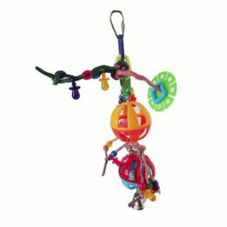 Flamingo Juguete Cadena Colgante con pelotas y cuerdas para pájaros