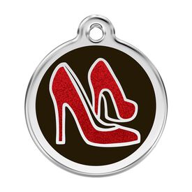 Red dingo Placa identificativa Purpurina Rojo Tacones Negro para perros