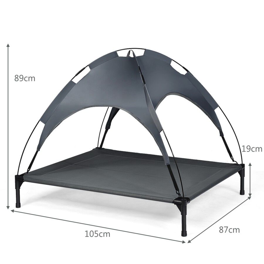 COSTWAY Cama para Perros con Toldo Extra&iacute;ble Tumbona de Jard&iacute;n para Perros Cama para Gatos Mascotas para C&eacute;sped Interno Externo (XL), , large Imagen numero 5