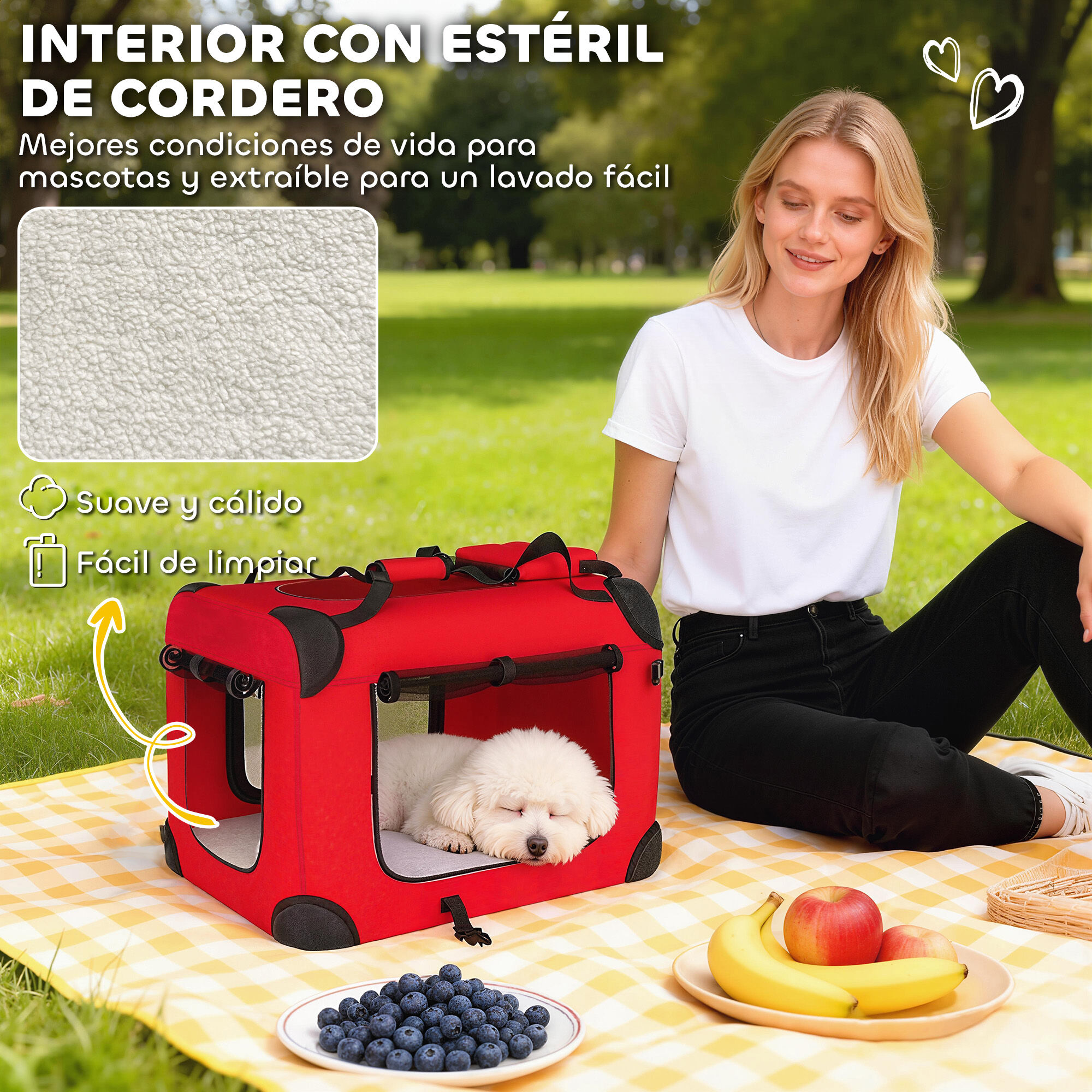 PawHut Transport&iacute;n para Mascotas Rojo, , large Imagen numero 4