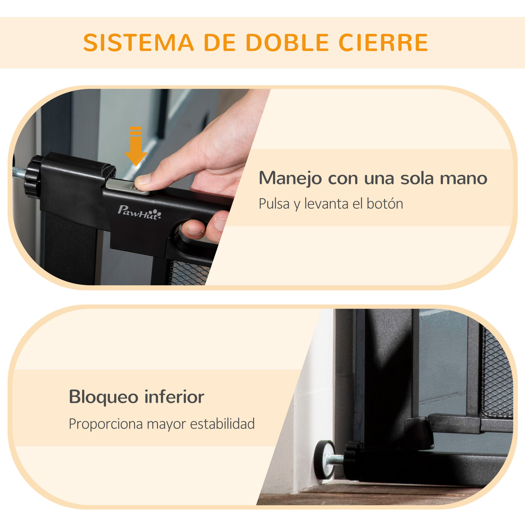 PawHut Barrera de Seguridad Negro, , large Imagen numero 4