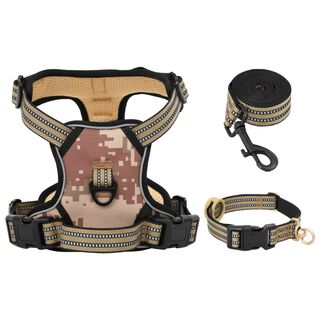 VidaXL Arnés con correa y collar ajustable marrón para perros