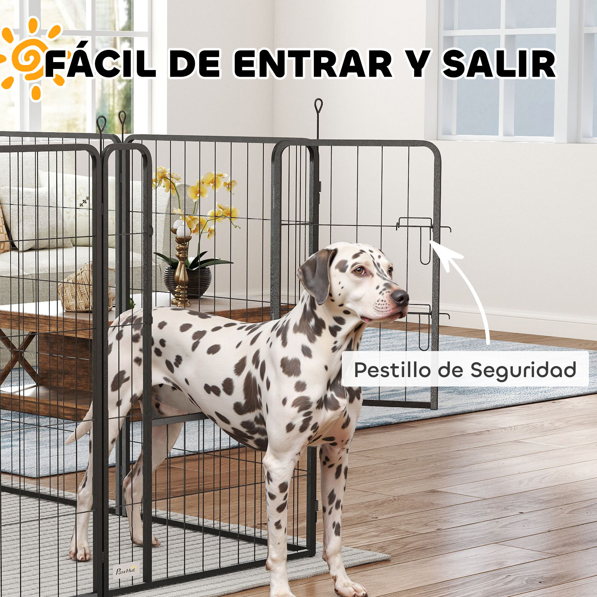 PawHut Parque para Perros de 8 Paneles de 100 cm de Altura, Vallas para Perros de Acero Resistente Plegable, con Puerta, para Interior y Exterior, Negro thumbnail