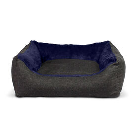 Gauty Cama Rectangular Denim Y Pelo Azul Y Denim Negro para perros