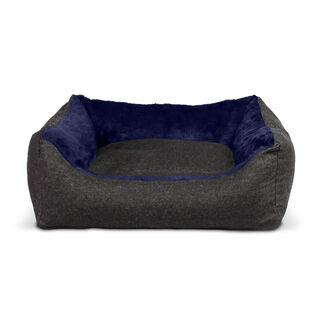 Gauty Cama Rectangular Denim Y Pelo Azul Y Denim Negro para perros