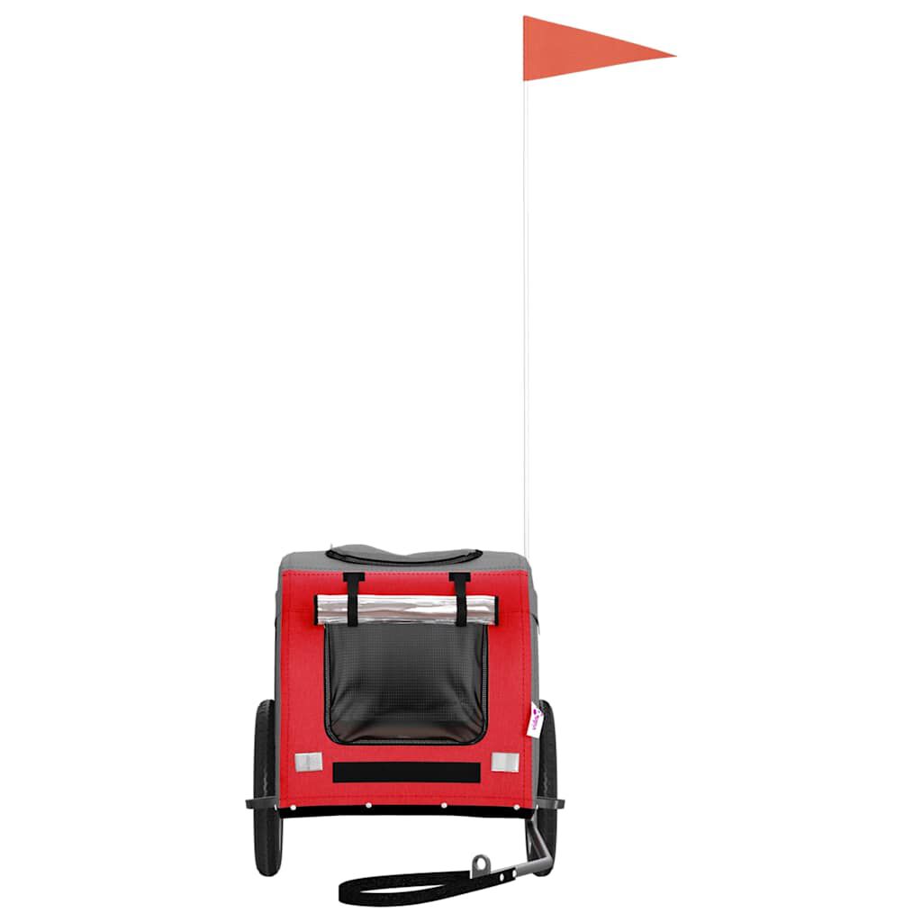 vidaXL Remolque de bicicleta para perros hierro tela Oxford rojo gris, , large Imagen numero 8