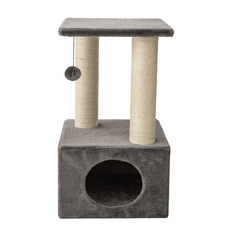 Leeby Colette Scratch rascador con cama nido y juguete gris para gatos thumbnail