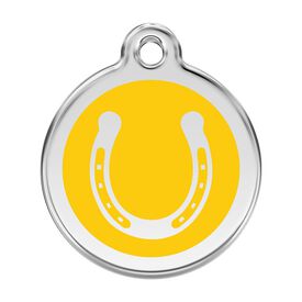 Red Dingo Placa identificativa Acero Inoxidable Esmalte Herradura Amarillo para perros