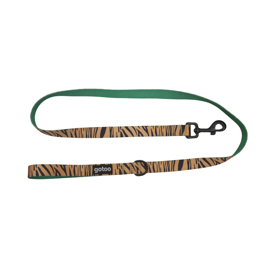 Gotoo Correa estampada tigre marr&oacute;n para perros, , large Imagen numero 1