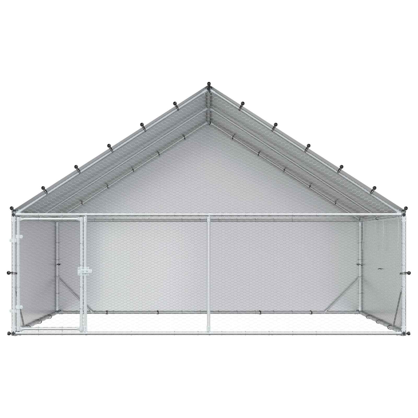 vidaXL Gallinero con Techo Plateado Acero Galvanizado Casa para Pollos Recinto, , large Imagen numero 3