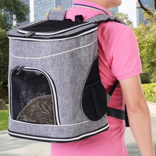 Trasportín mochila PawHut para mascotas color Gris, , large image number null