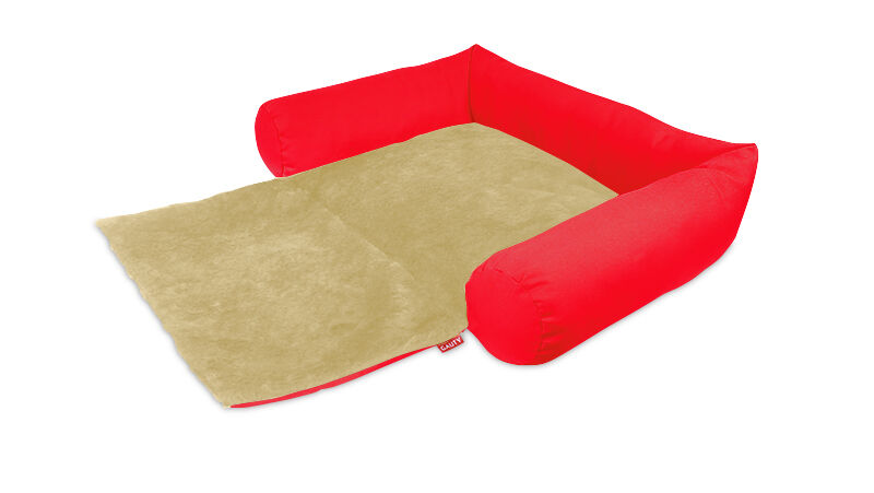 Gauty Cama Redonda para Perros y Gatos  Tela Impermeable y pelo - Rojo y beige, , large Imagen numero 1