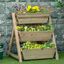 Outsunny Jardinera de Escalera de 3 Niveles Maceteros de Madera Jardinera Vertical con Tela no Tejida y Orificios de Drenaje Huerto Urbano para Plantas Macetas Flores Jardín 71x61x77 cm Natural, , large indicador imagen numero 2