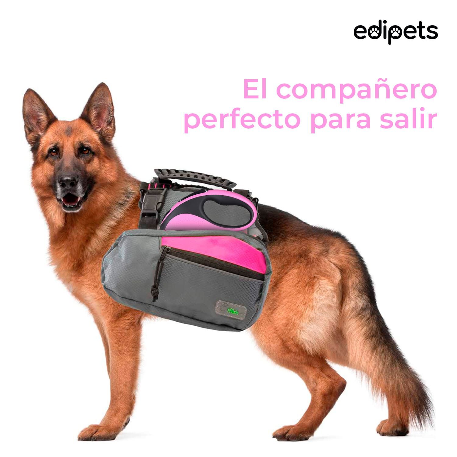 Edipets correa extensible con sistema de frenado rosa para perros, , large Imagen numero 4