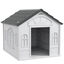 PawHut Caseta para Perros 65x75,7x63 cm Casa para Perros con Patrón de Ventana y Techo de Tejas de Imitación para Perros Medianos Gris y Blanco, , large indicador imagen numero 6