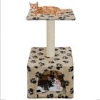 Rascador con poste para gatos color Beige Huellas, , large image number null