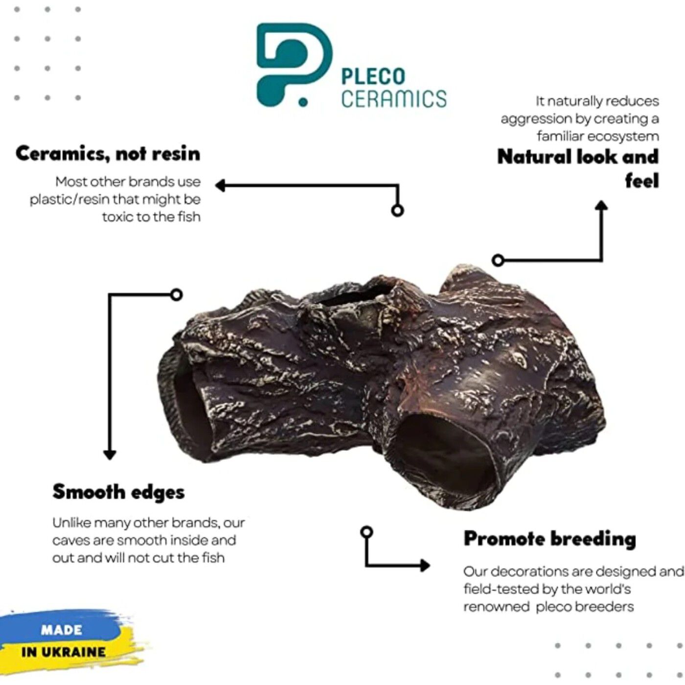 TM Plecoceramics Tronco de árbol cueva para acuarios thumbnail