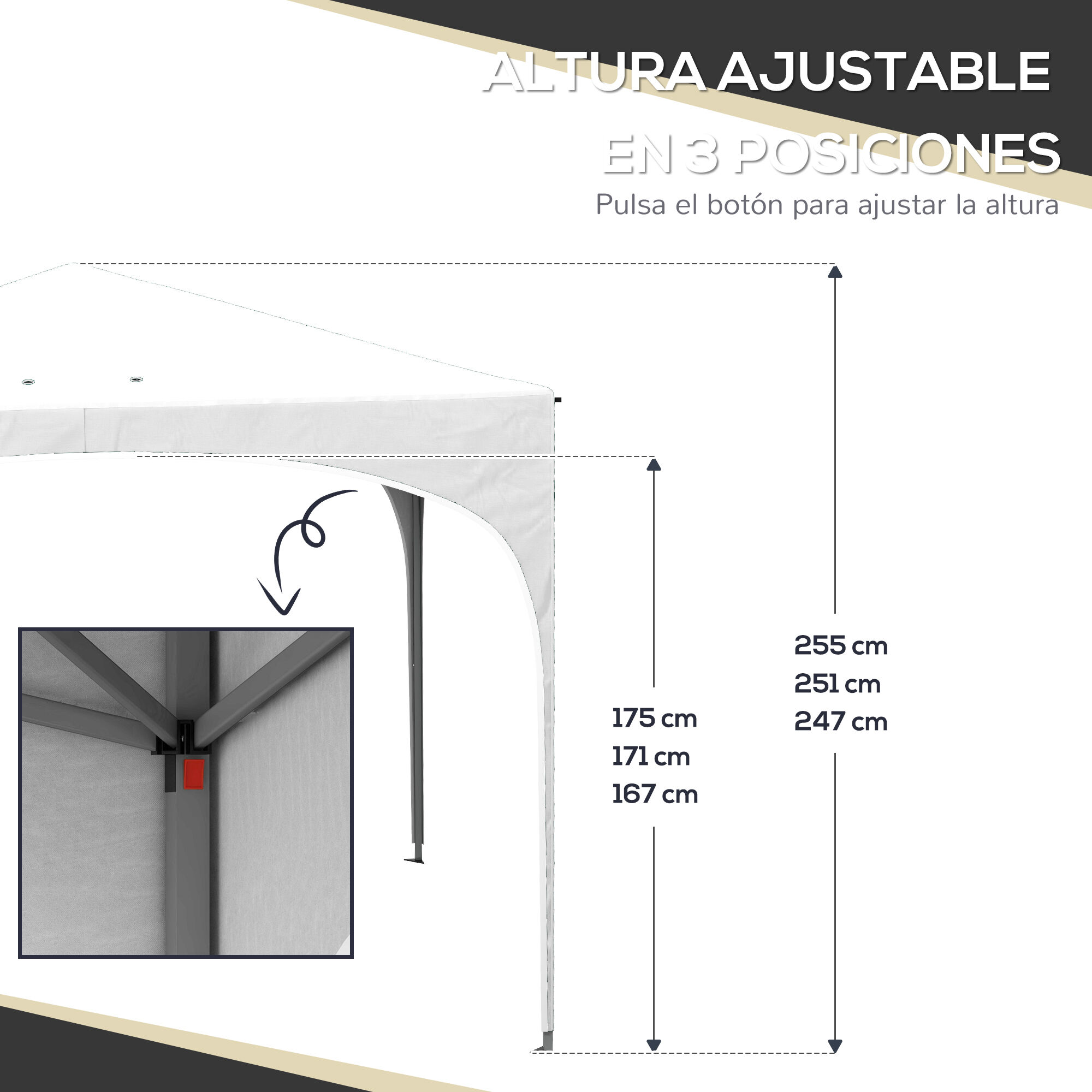 Outsunny Carpa Plegable Blanco, , large Imagen numero 5