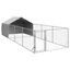 vidaXL Caseta perros exterior con corral 4x3x1,9 m acero galvanizado, , large indicador imagen numero 26