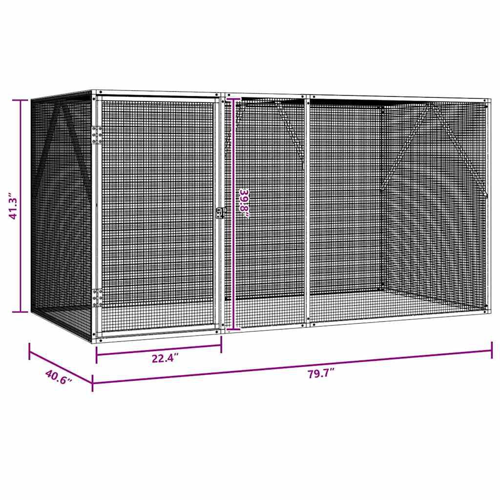vidaXL Jaula para Aves Antracita 210 x 304 x 213 cm Acero galvanizado, , large Imagen numero 4