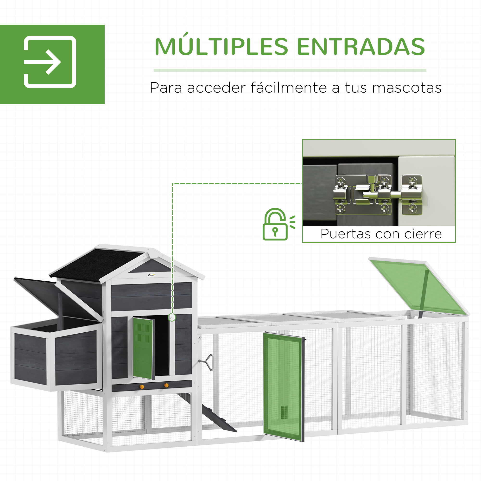 PawHut Gallinero Exterior Blanco y Gris thumbnail