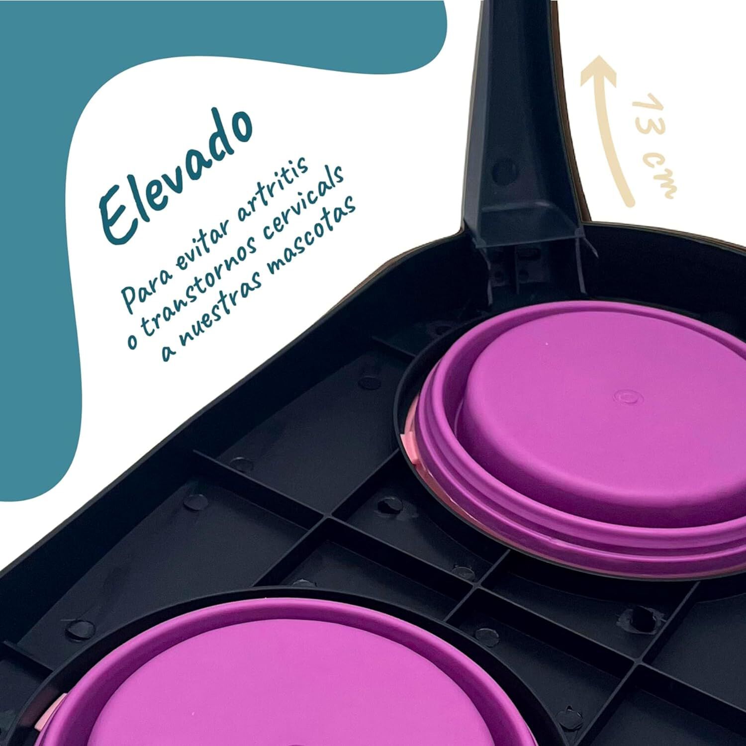 EL &Aacute;TICO PETS Comedero Perro Elevado con Bebedero Antisalpicaduras Perro. Comedero Perro Antivoracidad Desmontable, , large Imagen numero 4