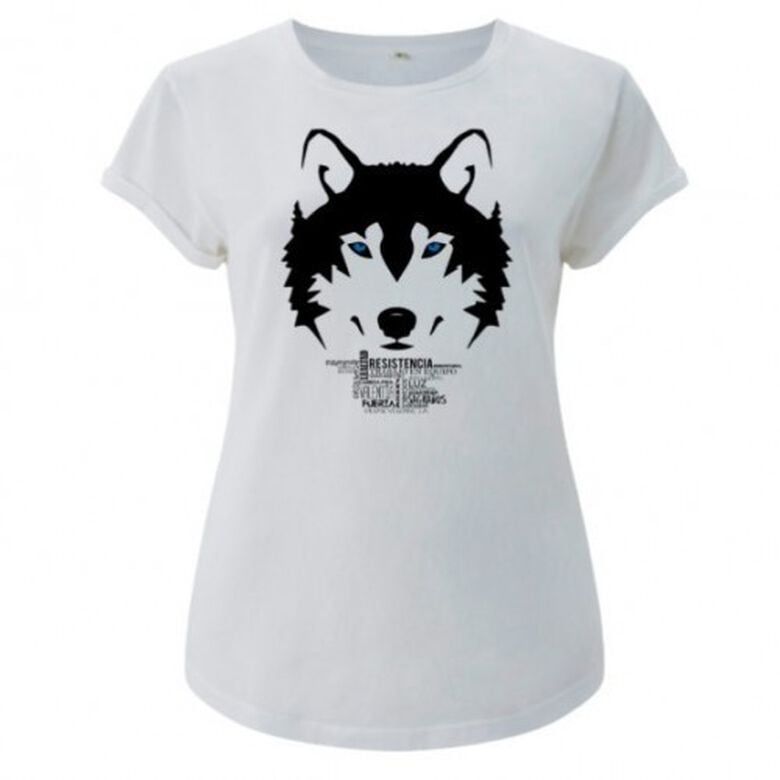 Camiseta manga corta mujer algodón lobo color Blanco thumbnail