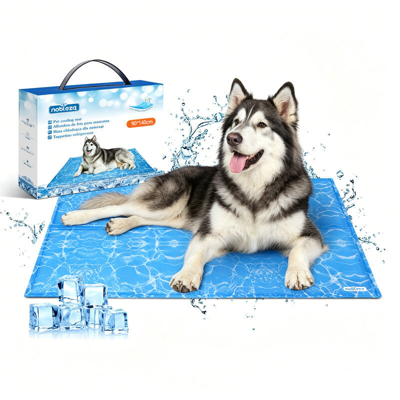 Nobleza Alfombrilla Refrescante para Mascotas &ndash; Gel Auto-refrigerante No T&oacute;xico, Estampado de Gotas Azules, Ideal para Perros y Gatos &ndash; Tama&ntilde;o: 120x80 cm, , large Imagen numero 6